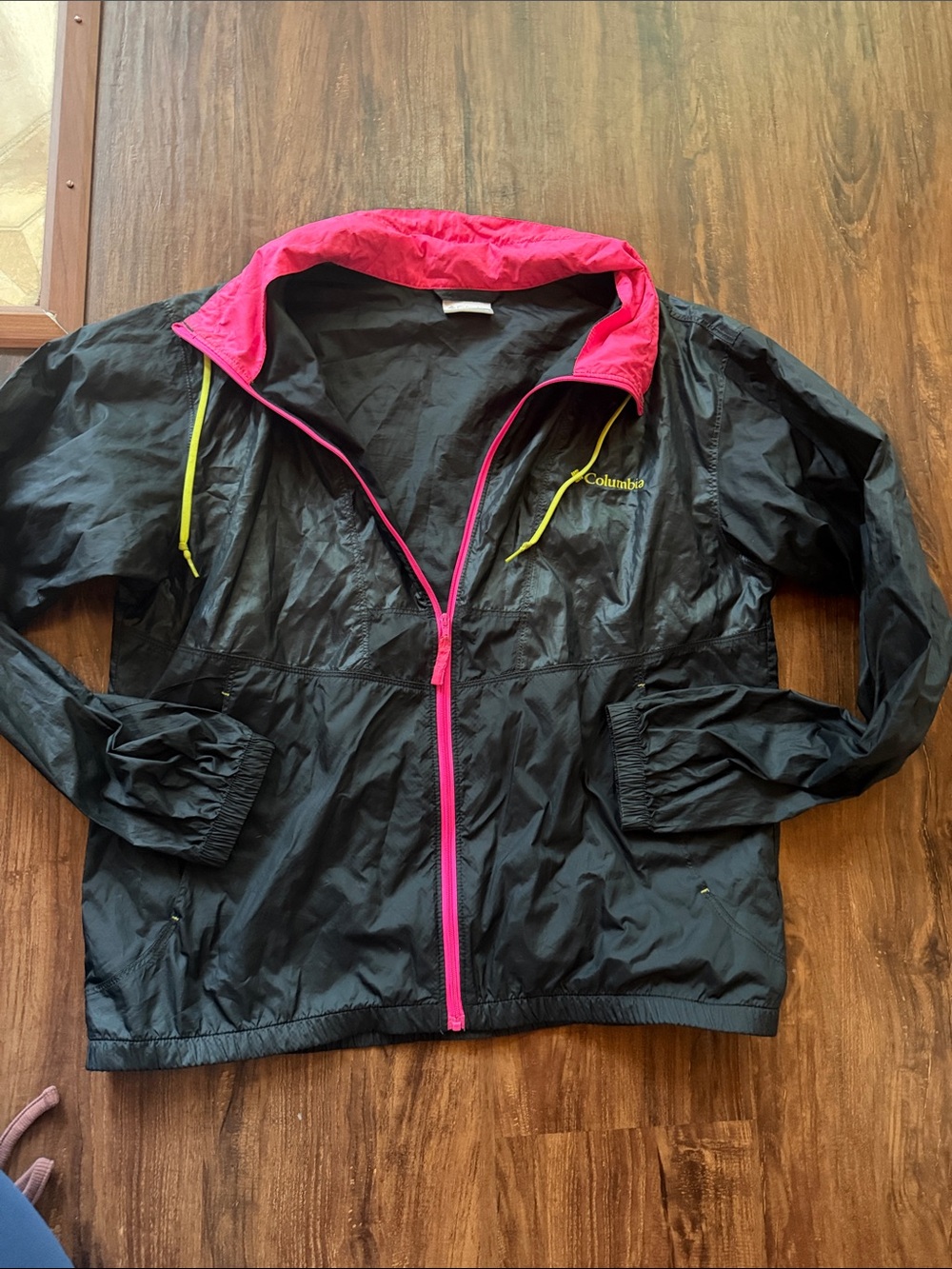 Columbia Black Jacket with Pink and Yellow Accents